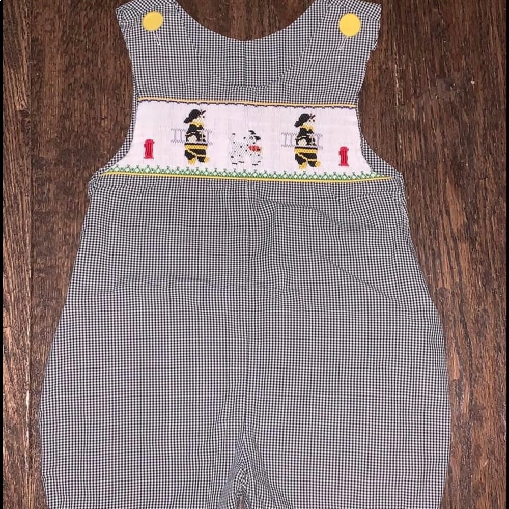 Fireman smocked jon jon 4T